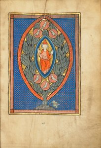 A Man Enthroned within a Mandorla in a Tree by Unbekannt Unbekannt